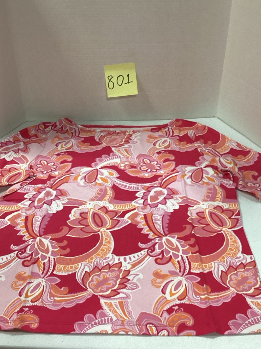 Talbots Pink and Red Floral Short Sleeve Scoop Neck Top